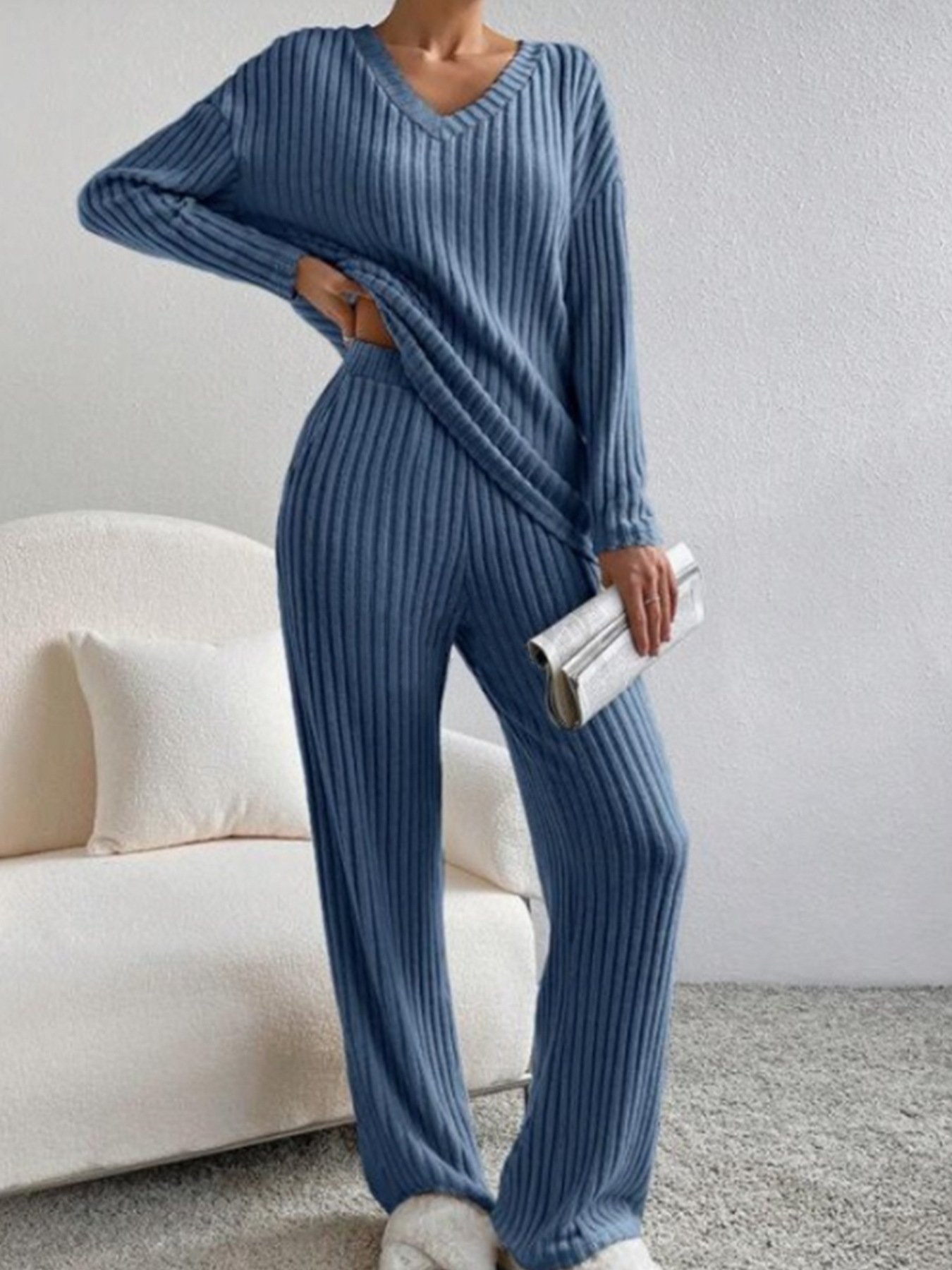 Women's Embossed Plain Daily Going Out Two-Piece Set Apricot Casual Spring/Fall Top With Pants Matching Set