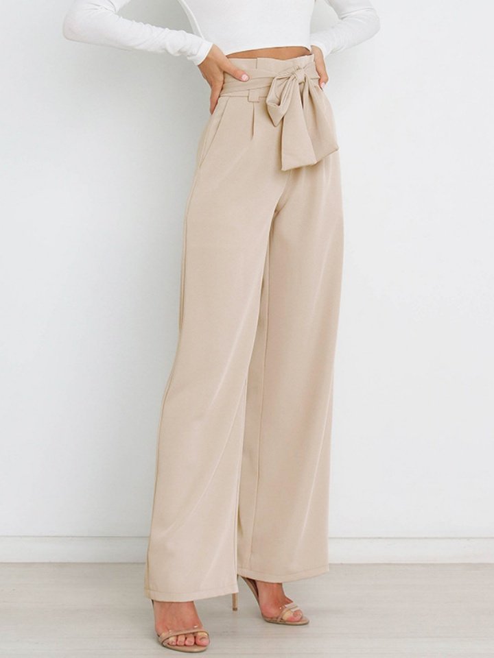 Women's  Elastic Waist H-Line Wide Leg Pants Daily Going Out Pants White Casual Split Joint Plain Spring/Fall Pants