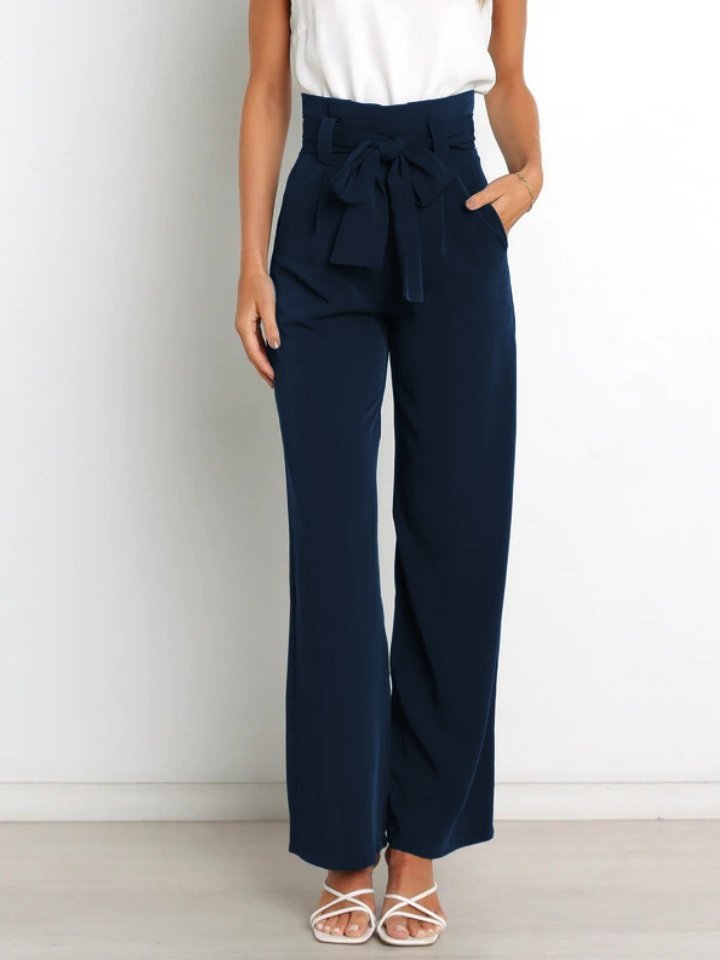Women's  Elastic Waist H-Line Wide Leg Pants Daily Going Out Pants White Casual Split Joint Plain Spring/Fall Pants