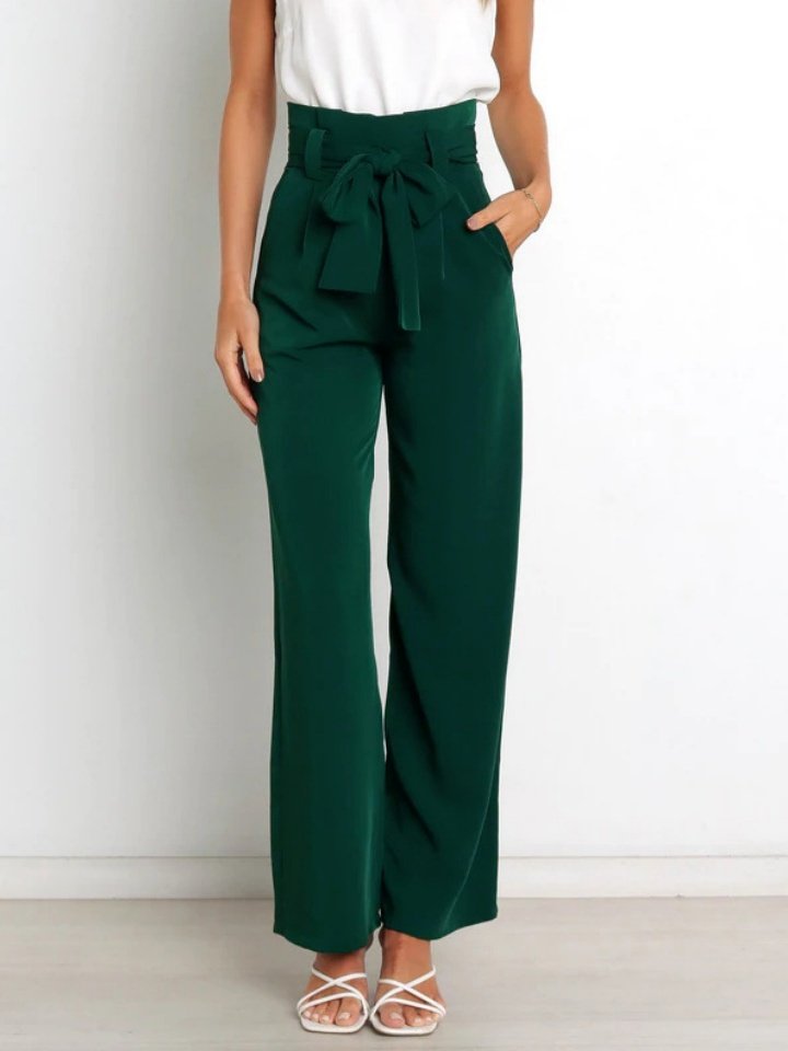 Women's  Elastic Waist H-Line Wide Leg Pants Daily Going Out Pants White Casual Split Joint Plain Spring/Fall Pants