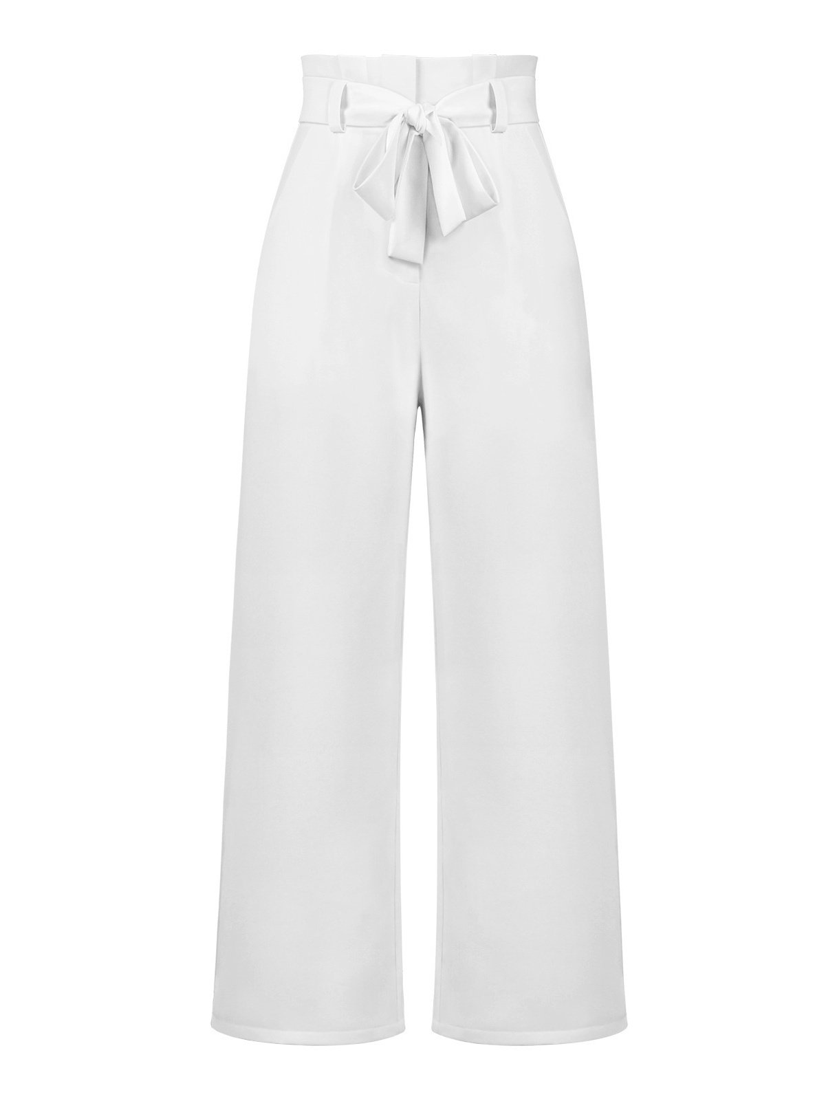 Women's  Elastic Waist H-Line Wide Leg Pants Daily Going Out Pants White Casual Split Joint Plain Spring/Fall Pants
