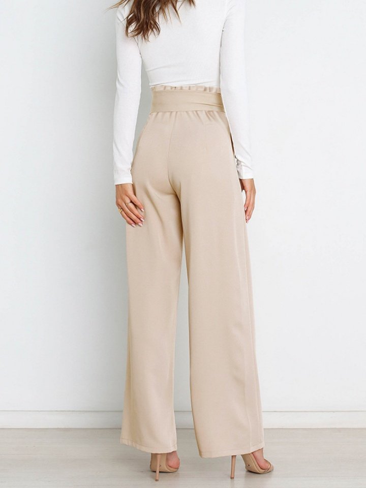Women's  Elastic Waist H-Line Wide Leg Pants Daily Going Out Pants White Casual Split Joint Plain Spring/Fall Pants