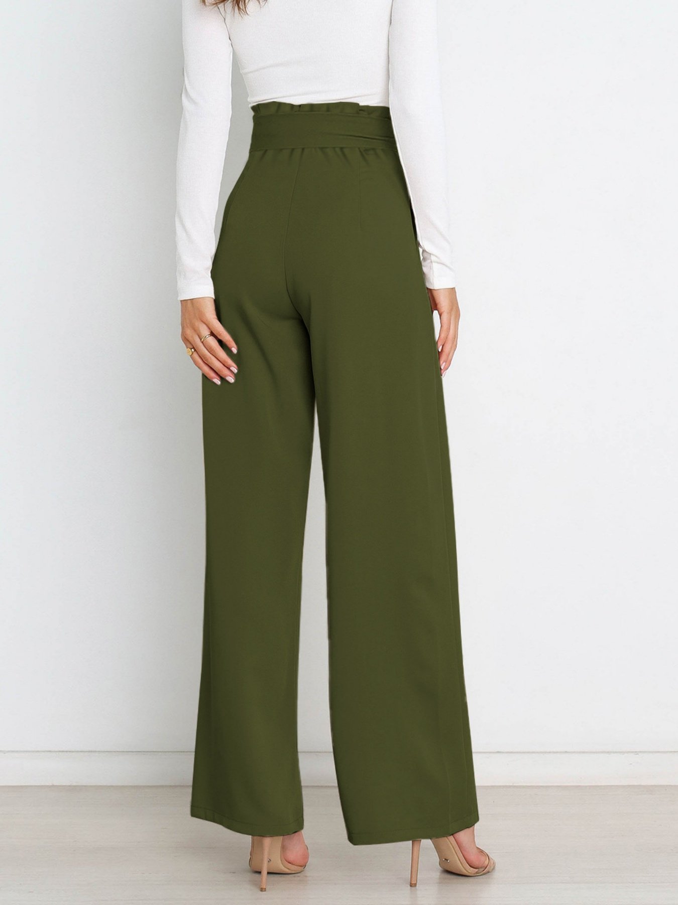 Women's  Elastic Waist H-Line Wide Leg Pants Daily Going Out Pants White Casual Split Joint Plain Spring/Fall Pants