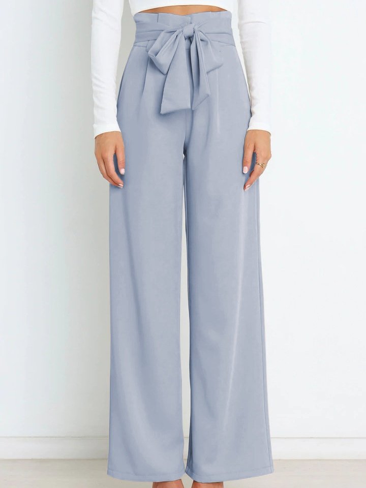 Women's  Elastic Waist H-Line Wide Leg Pants Daily Going Out Pants White Casual Split Joint Plain Spring/Fall Pants