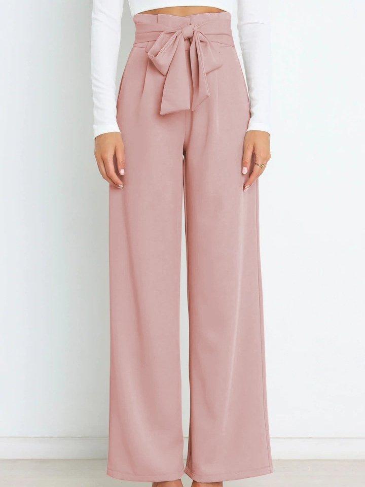 Women's  Elastic Waist H-Line Wide Leg Pants Daily Going Out Pants White Casual Split Joint Plain Spring/Fall Pants