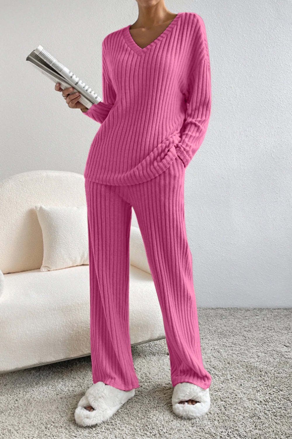 Women's Embossed Plain Daily Going Out Two-Piece Set Apricot Casual Spring/Fall Top With Pants Matching Set