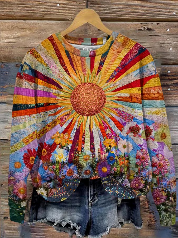 Text Letters Crew Neck Casual Sweatshirt