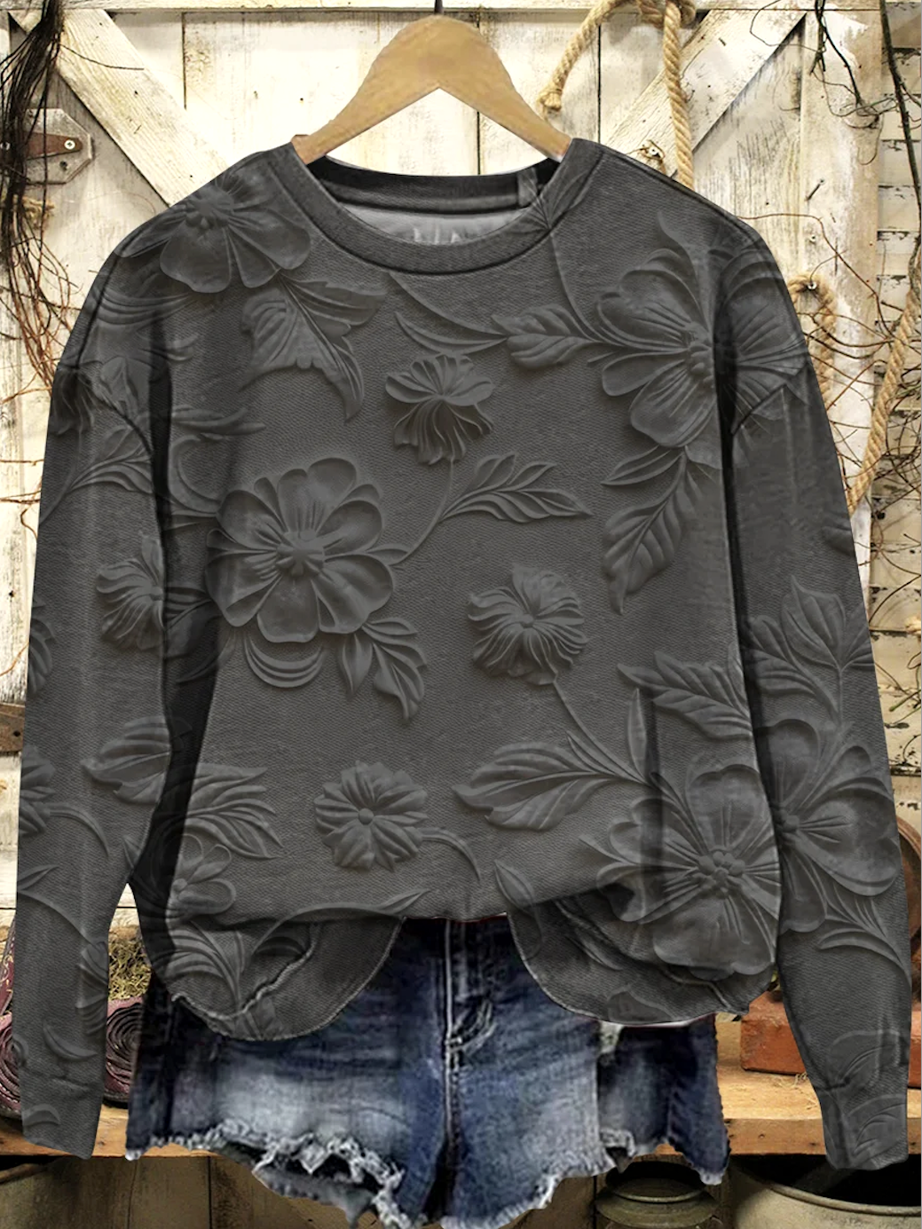 Casual Text Letters Crew Neck Sweatshirt