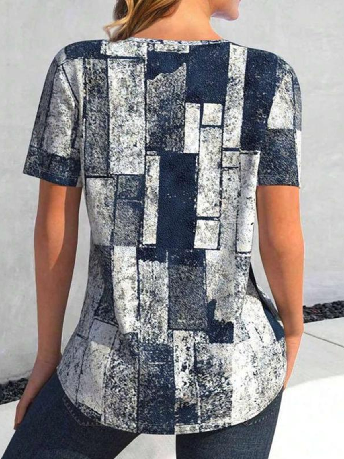 Crew Neck Cotton Casual Plaid T-Shirt