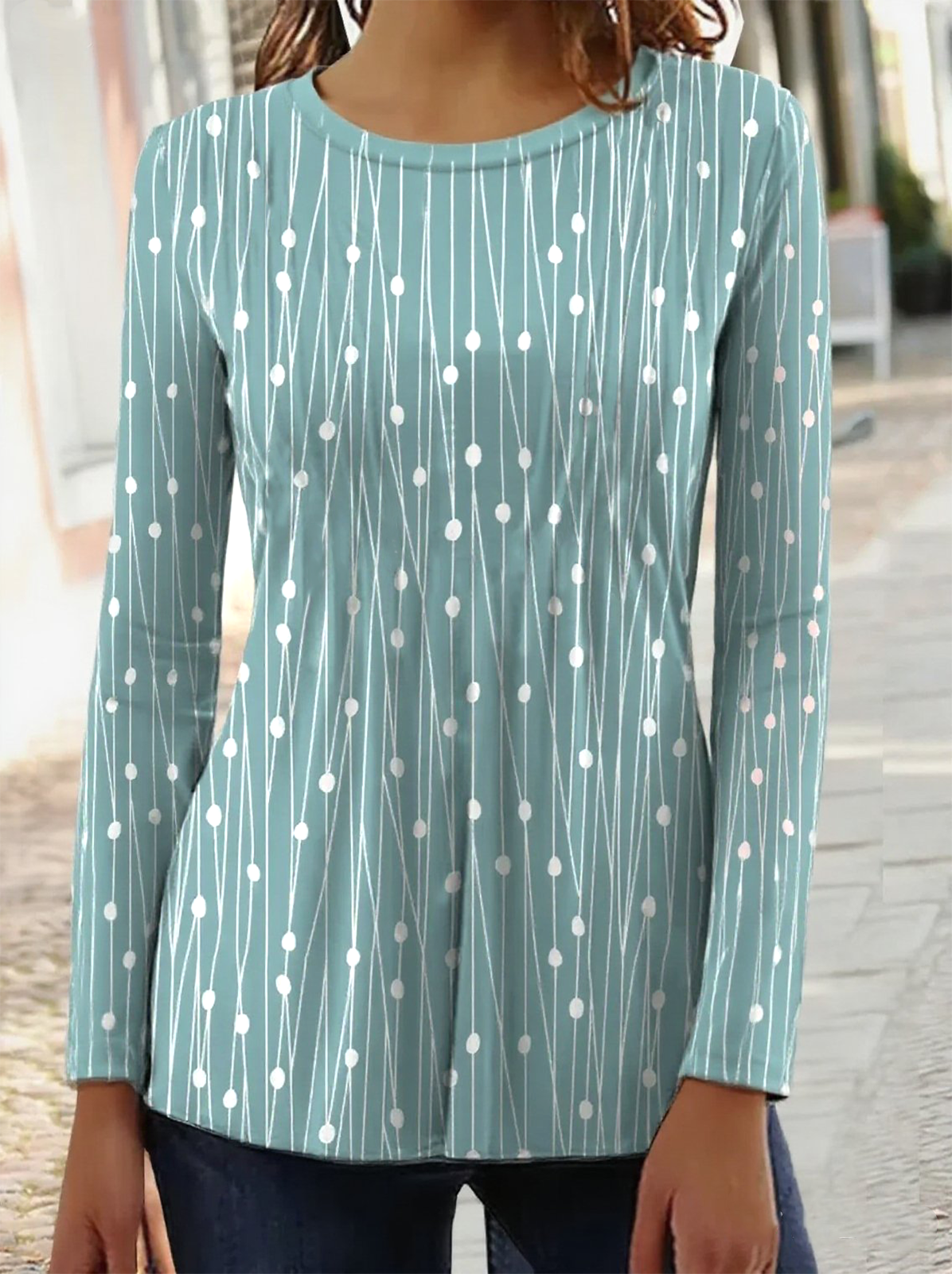 Regular Fit Long-Sleeved T-Shirt With Abstract Stripes