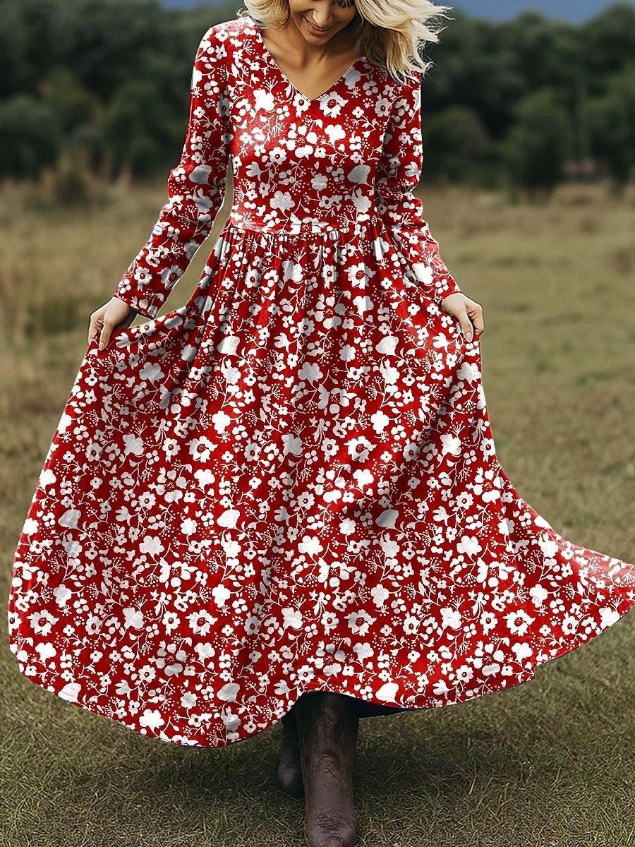 Women's Maxi Dress A-Line Skirt Holiday Casual Bohemian Beach Floral Pattern
