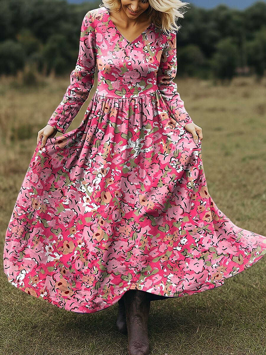 Women's Maxi Dress A-Line Skirt Holiday Casual Bohemian Beach Floral Pattern