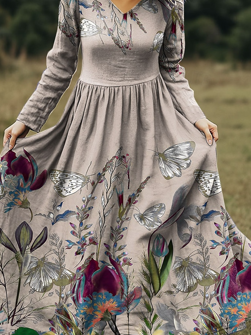 Women's Maxi Dress A-Line Skirt Holiday Casual Bohemian Beach Floral Pattern