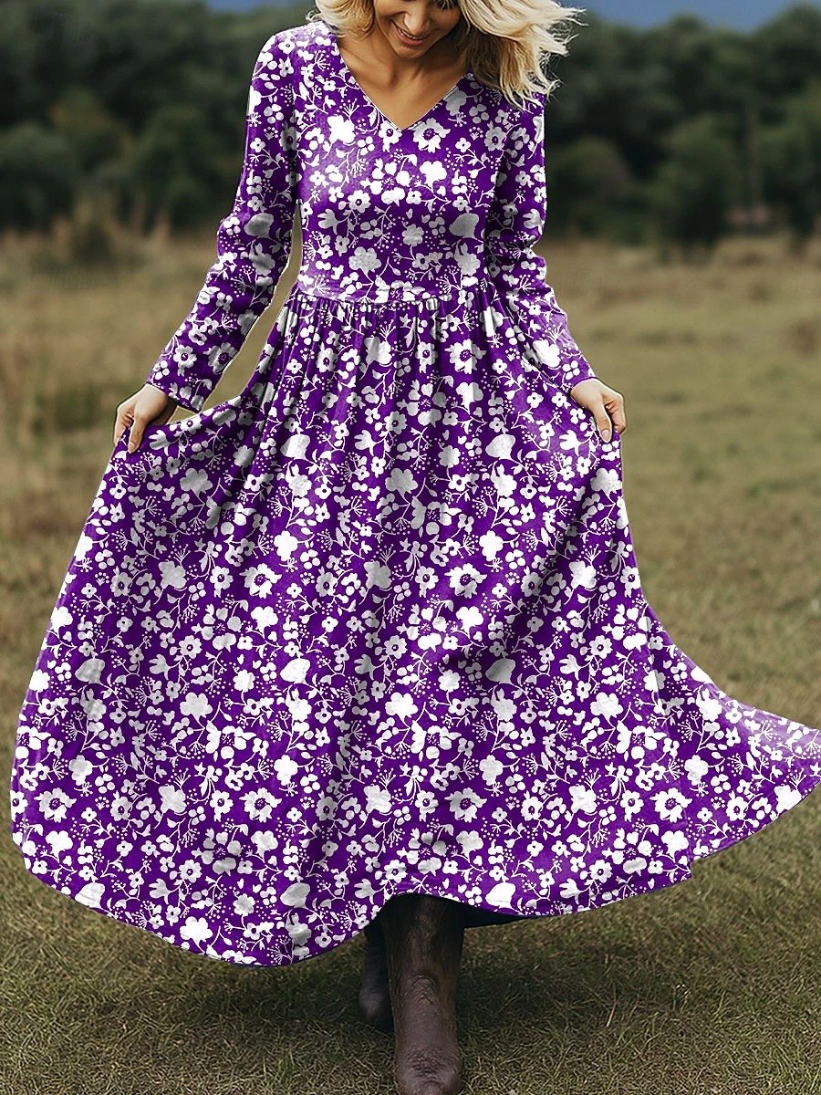 Women's Maxi Dress A-Line Skirt Holiday Casual Bohemian Beach Floral Pattern