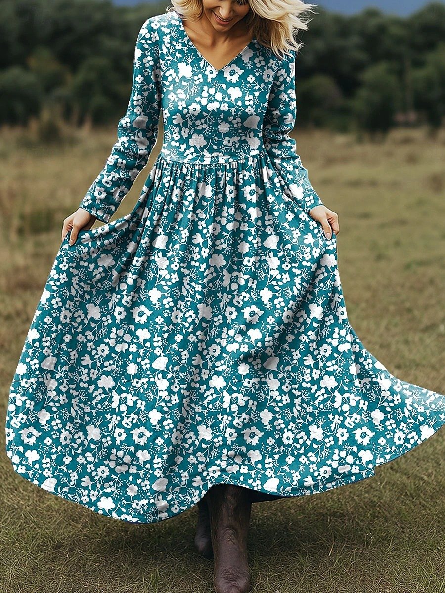 Women's Maxi Dress A-Line Skirt Holiday Casual Bohemian Beach Floral Pattern