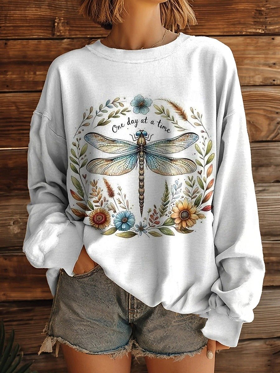 Women's Sweatshirt Animal Pattern Casual Long Sleeve Crew Neck Top Street Daily Print