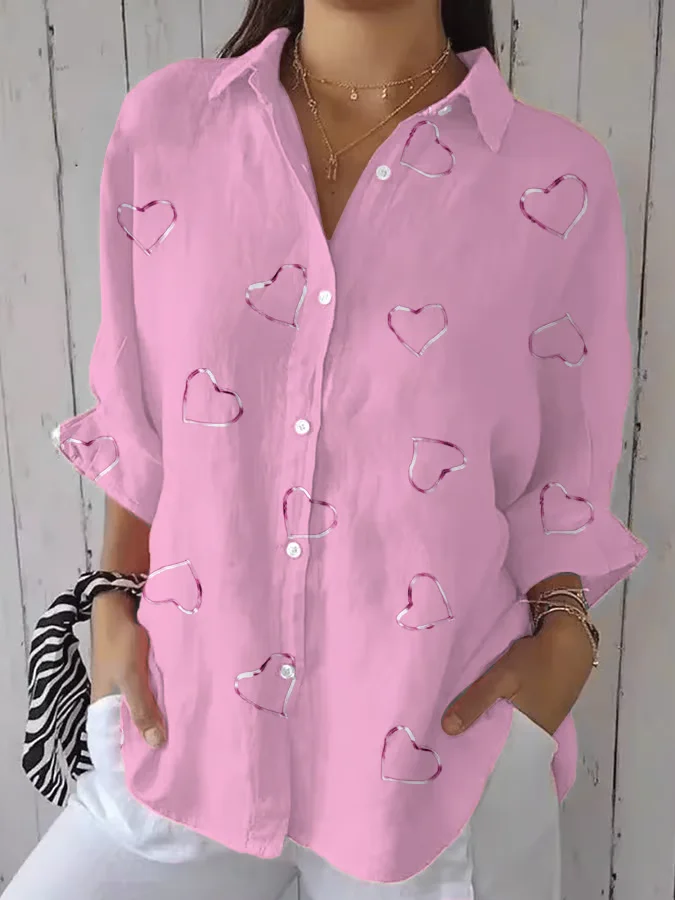 Women's Breast Awareness Print Casual Shirt