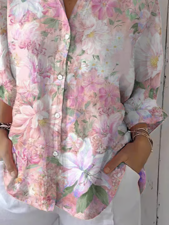 Women's Breast Awareness Print Casual Shirt