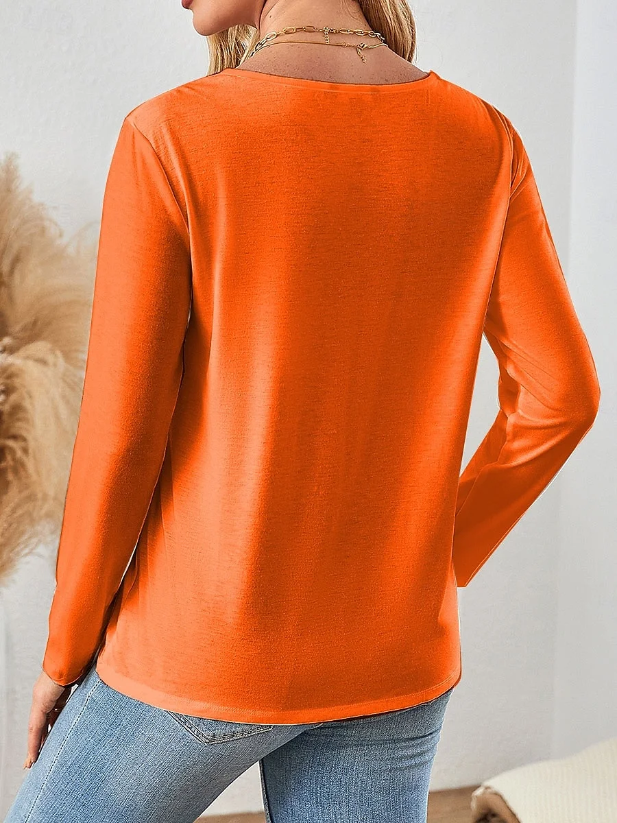 Halloween Women's T-Shirt Graphic Elegant Casual Long Sleeve Crew Neck Regular Top