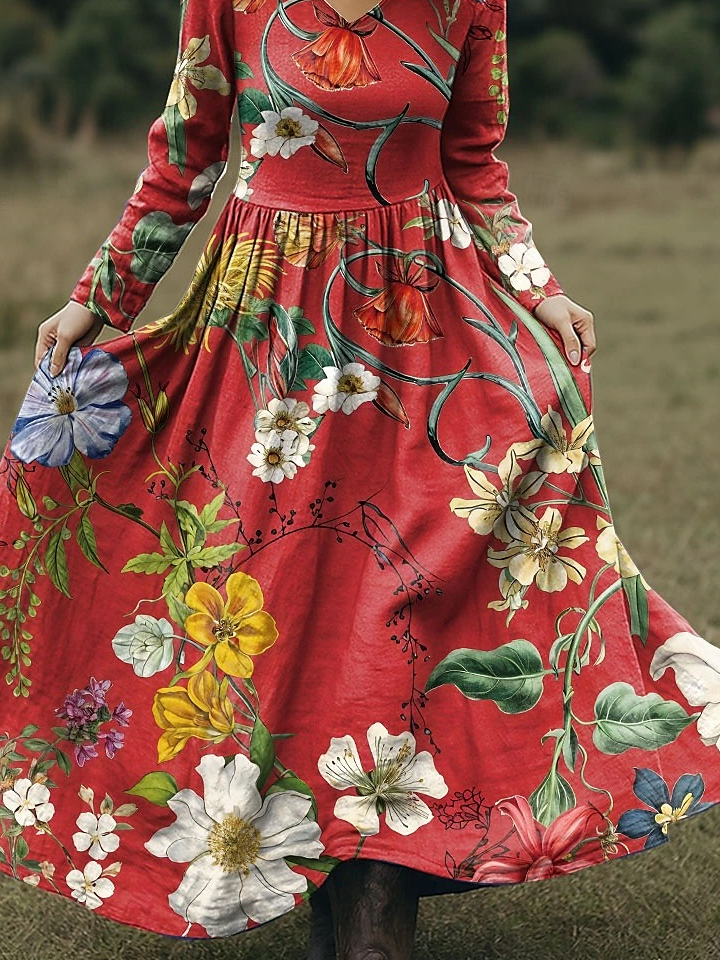 Women's Maxi Dress A-Line Skirt Holiday Casual Bohemian Beach Floral Pattern