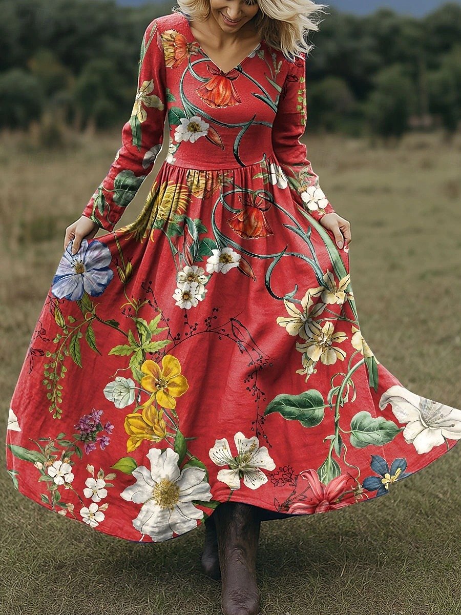 Women's Maxi Dress A-Line Skirt Holiday Casual Bohemian Beach Floral Pattern