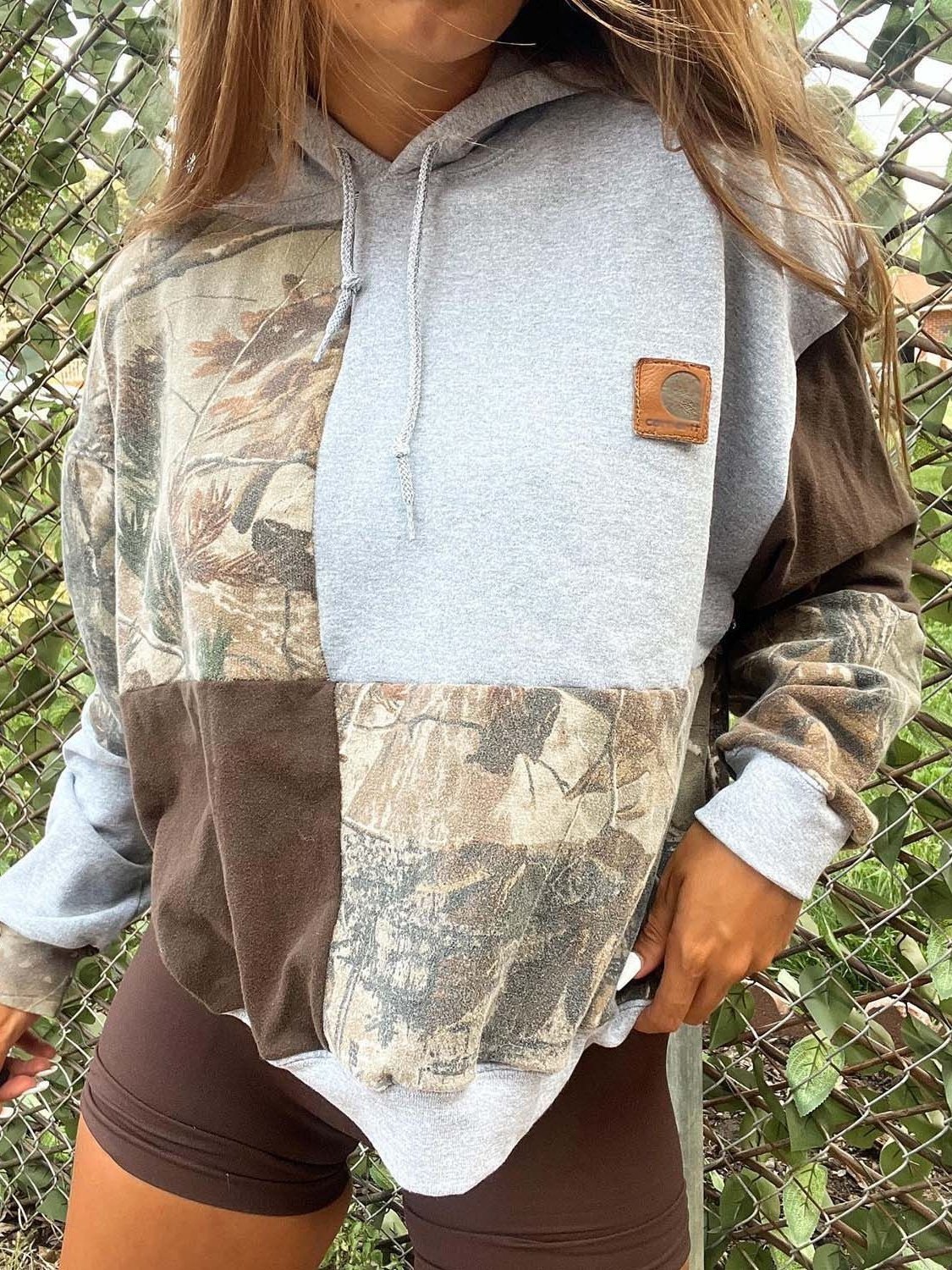 Split Joint Hoodie Casual Loose Sweatshirt