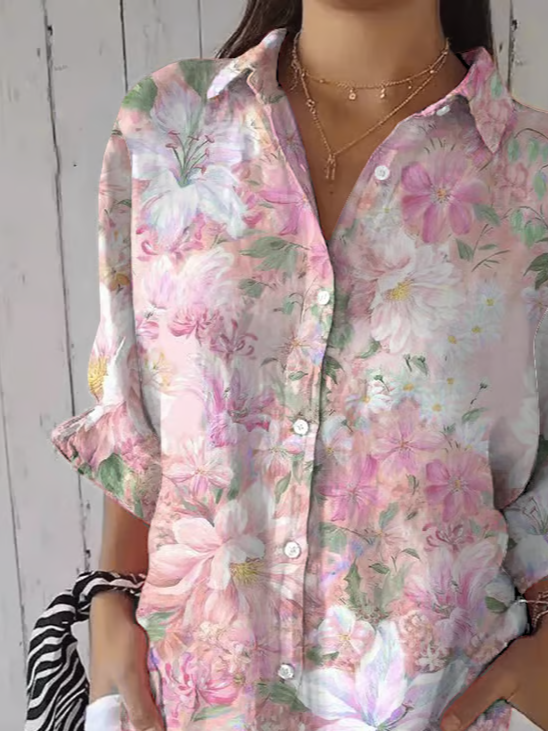 Women's Breast Awareness Print Casual Shirt