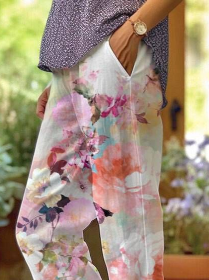 Women's  H-Line Baggy Pants Daily Going Out Pants As Picture Casual Printing Floral Spring/Fall Pants