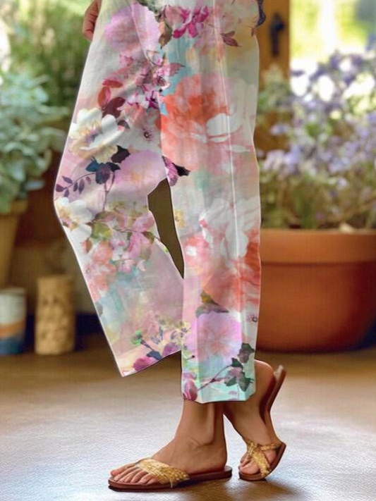 Women's  H-Line Baggy Pants Daily Going Out Pants As Picture Casual Printing Floral Spring/Fall Pants