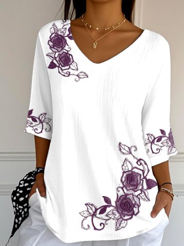 Casual Floral Crew Neck Regular Fit T-Shirt