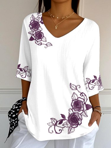 Casual Floral Crew Neck Regular Fit T-Shirt