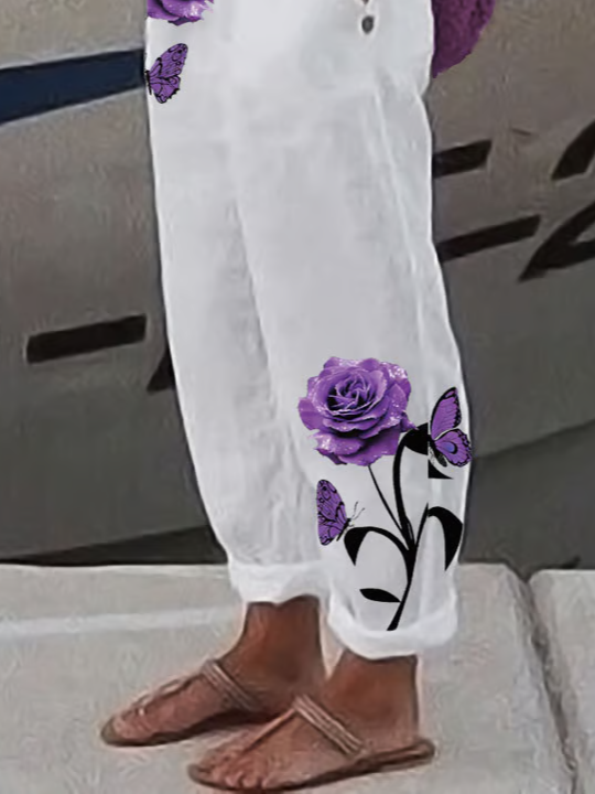 Women's Alzheimer's Floral Print Casual Pants