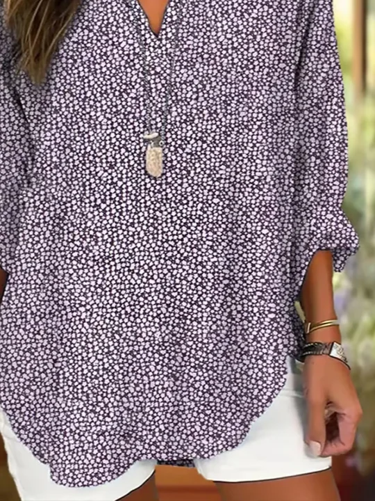 Women's Alzheimer's Abstract Print Casual V-Neck Long Sleeve Shirt