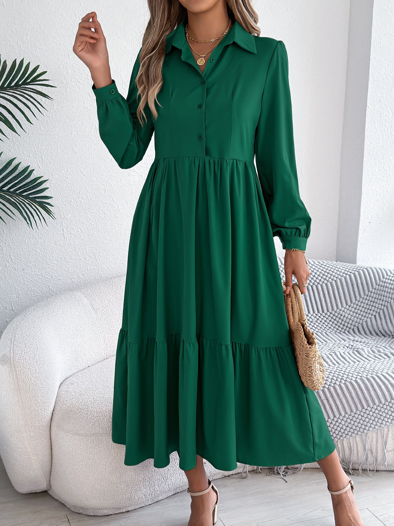 Cotton Casual Plain Regular Fit Dress With No