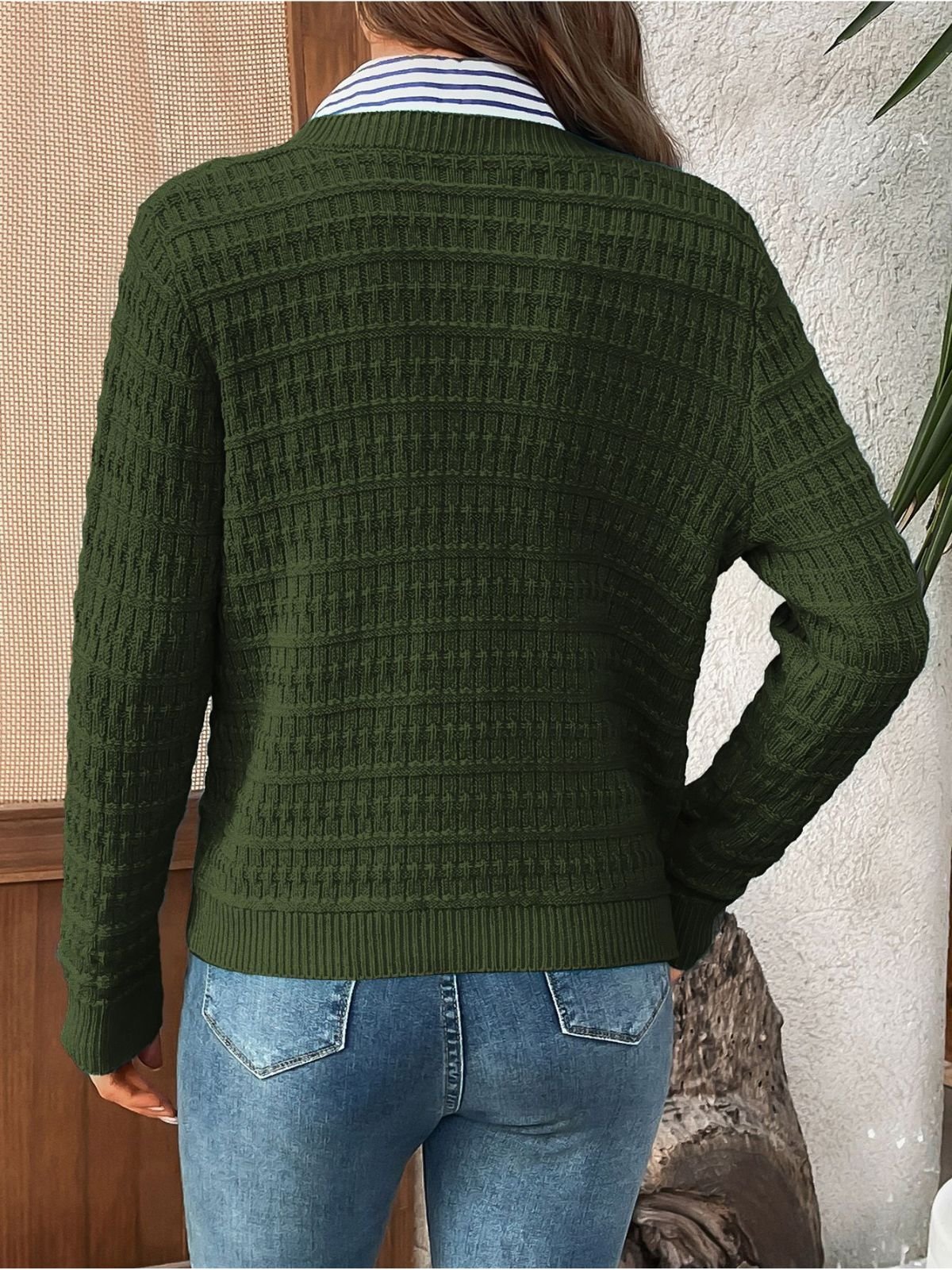 Simple Crew Neck Plain Cardigan