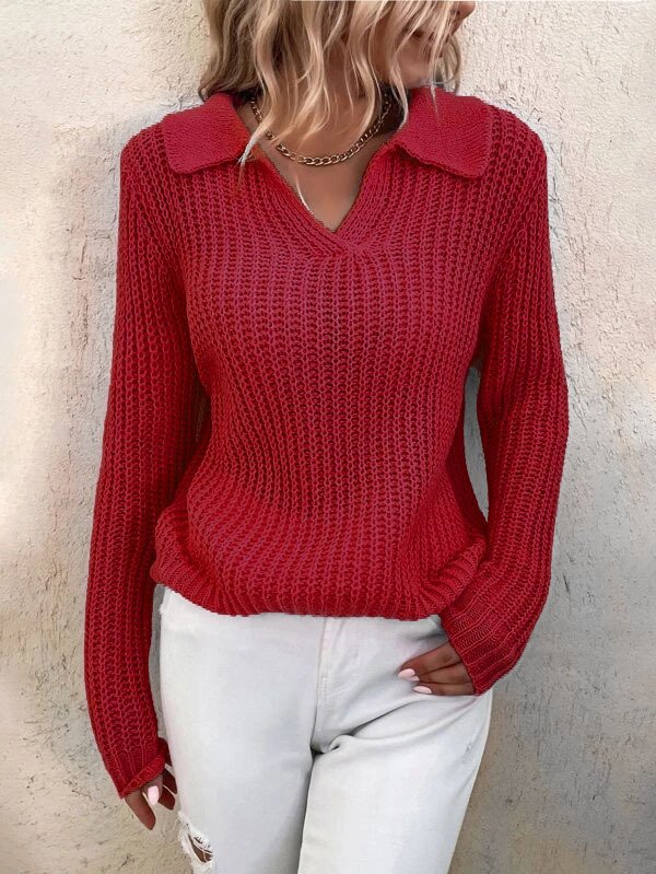 Regular Fit Casual V Neck Sweater