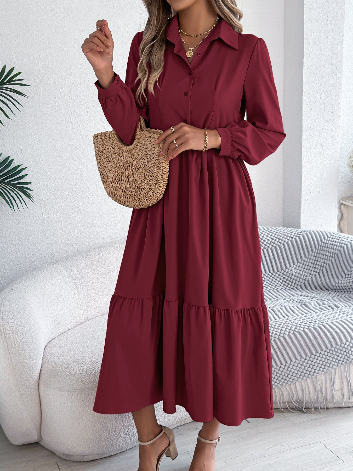 Cotton Casual Plain Regular Fit Dress With No