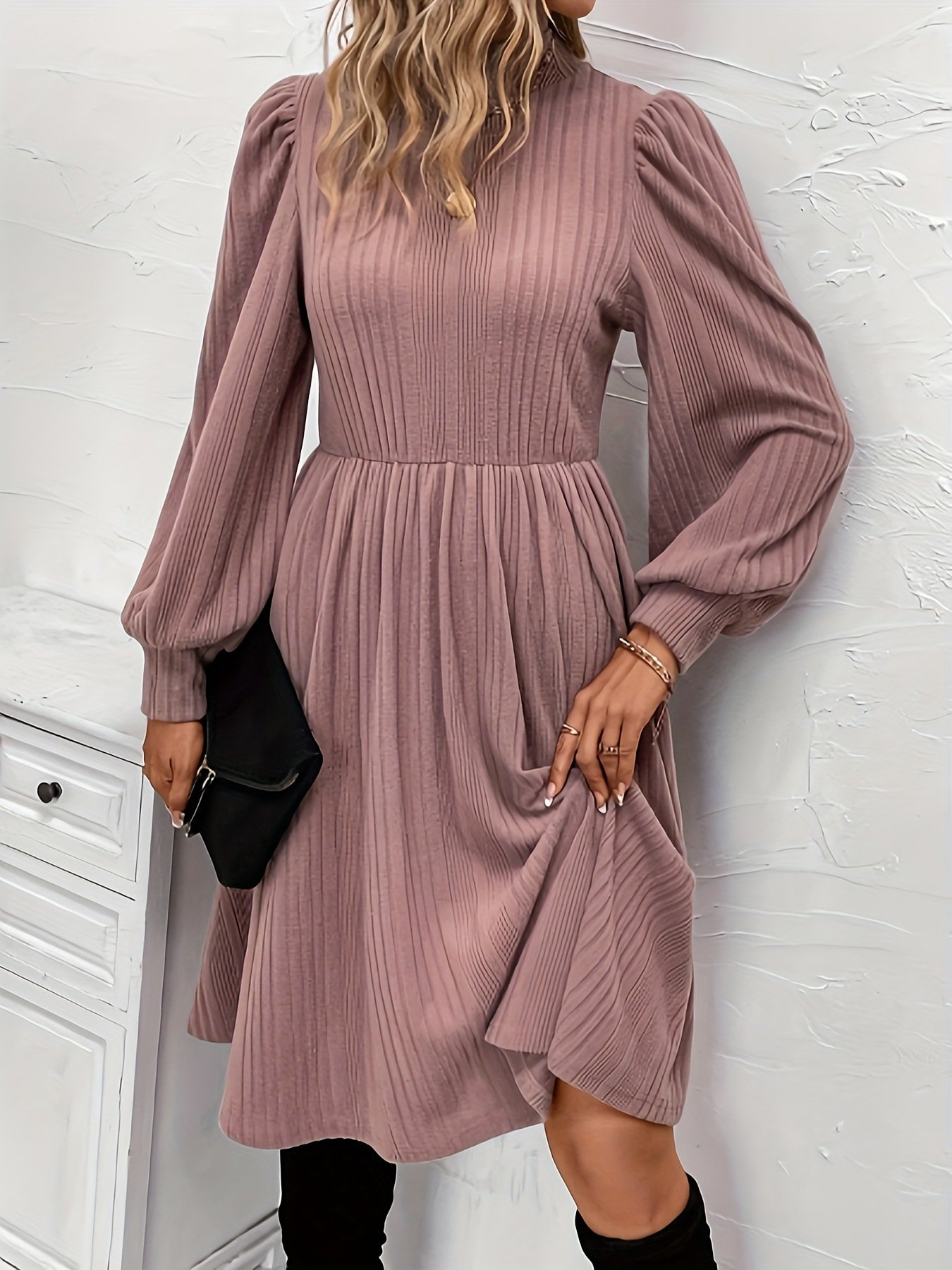 Plain Casual Dress With No