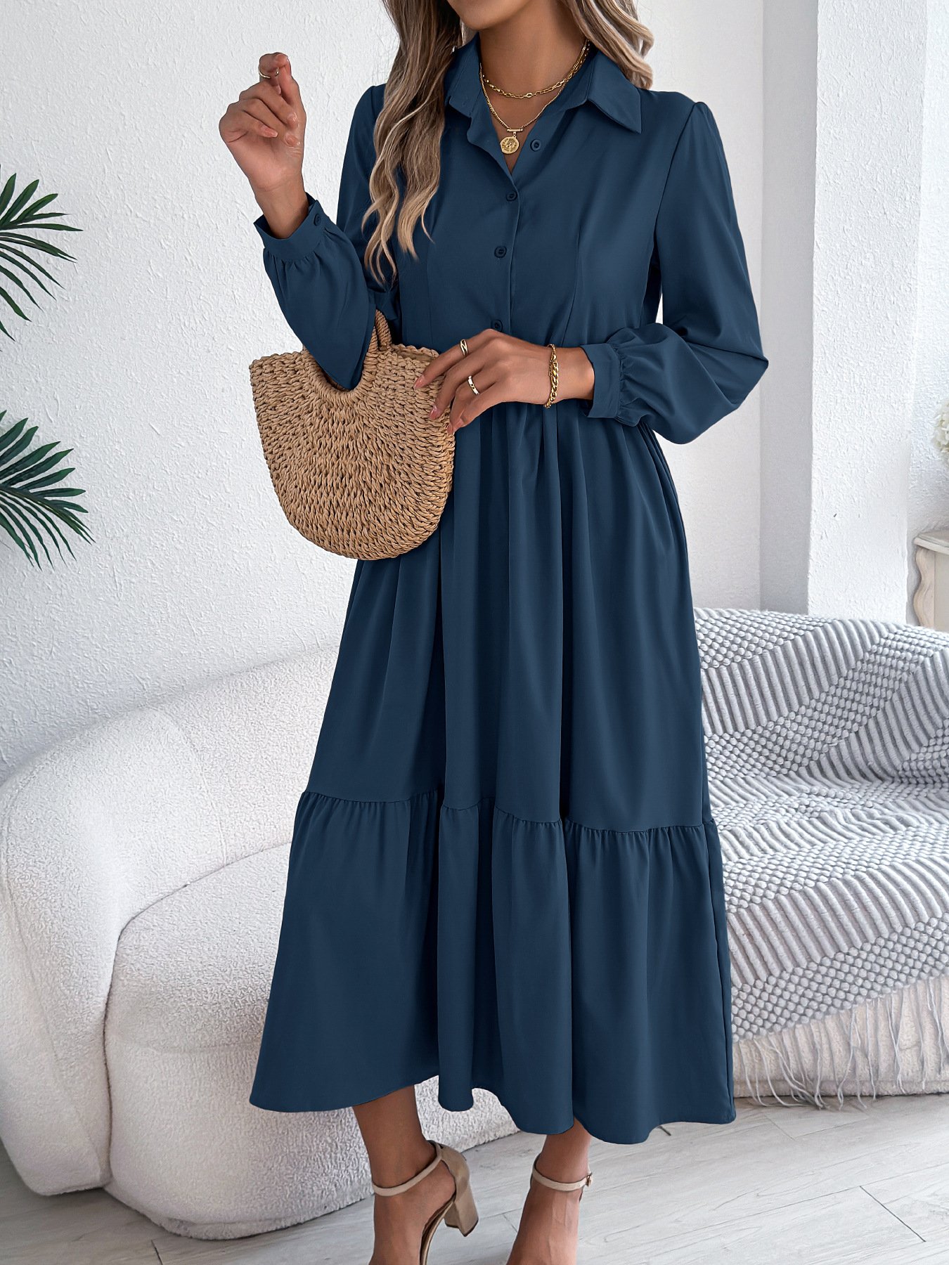 Cotton Casual Plain Regular Fit Dress With No
