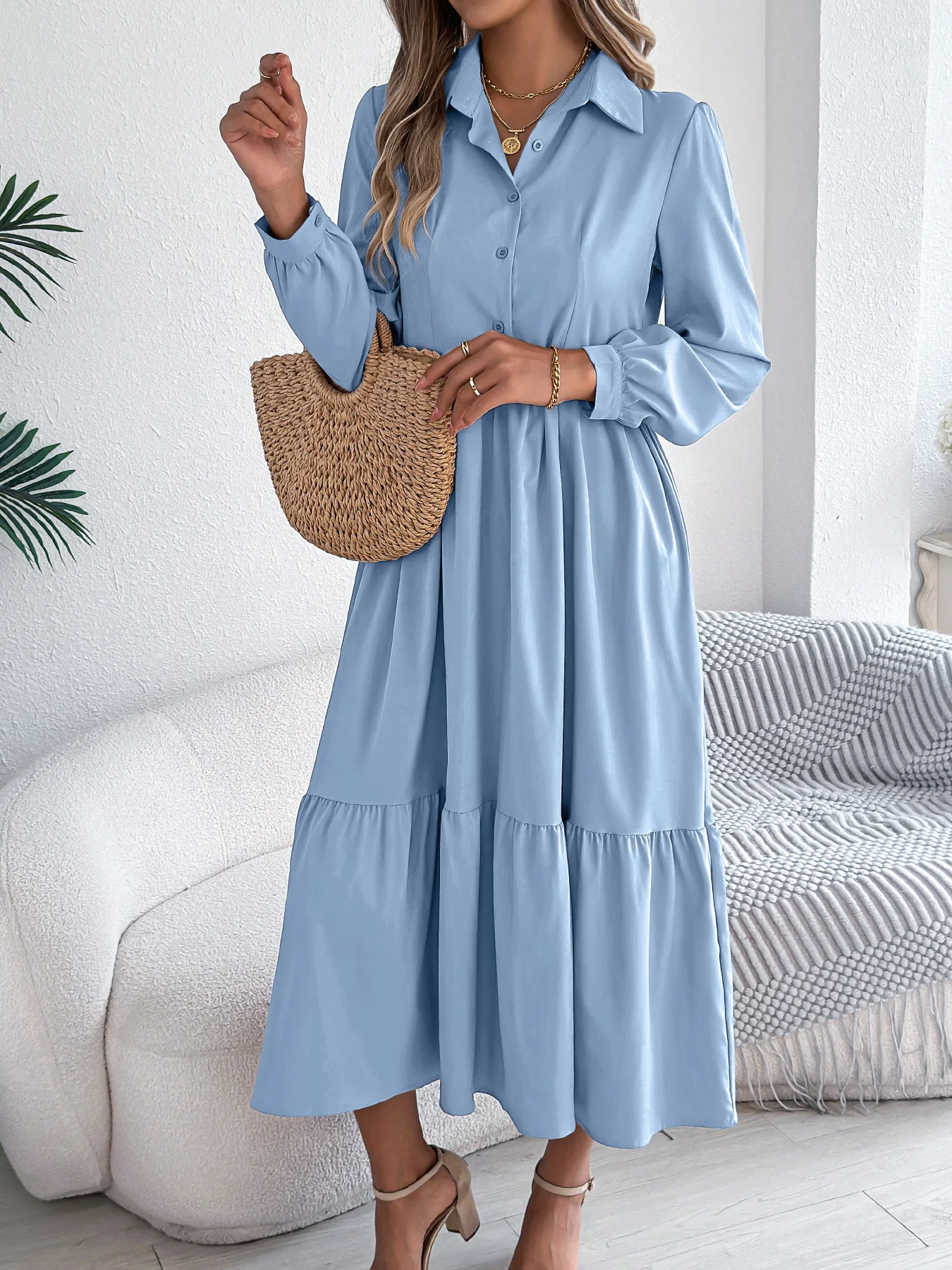 Cotton Casual Plain Regular Fit Dress With No