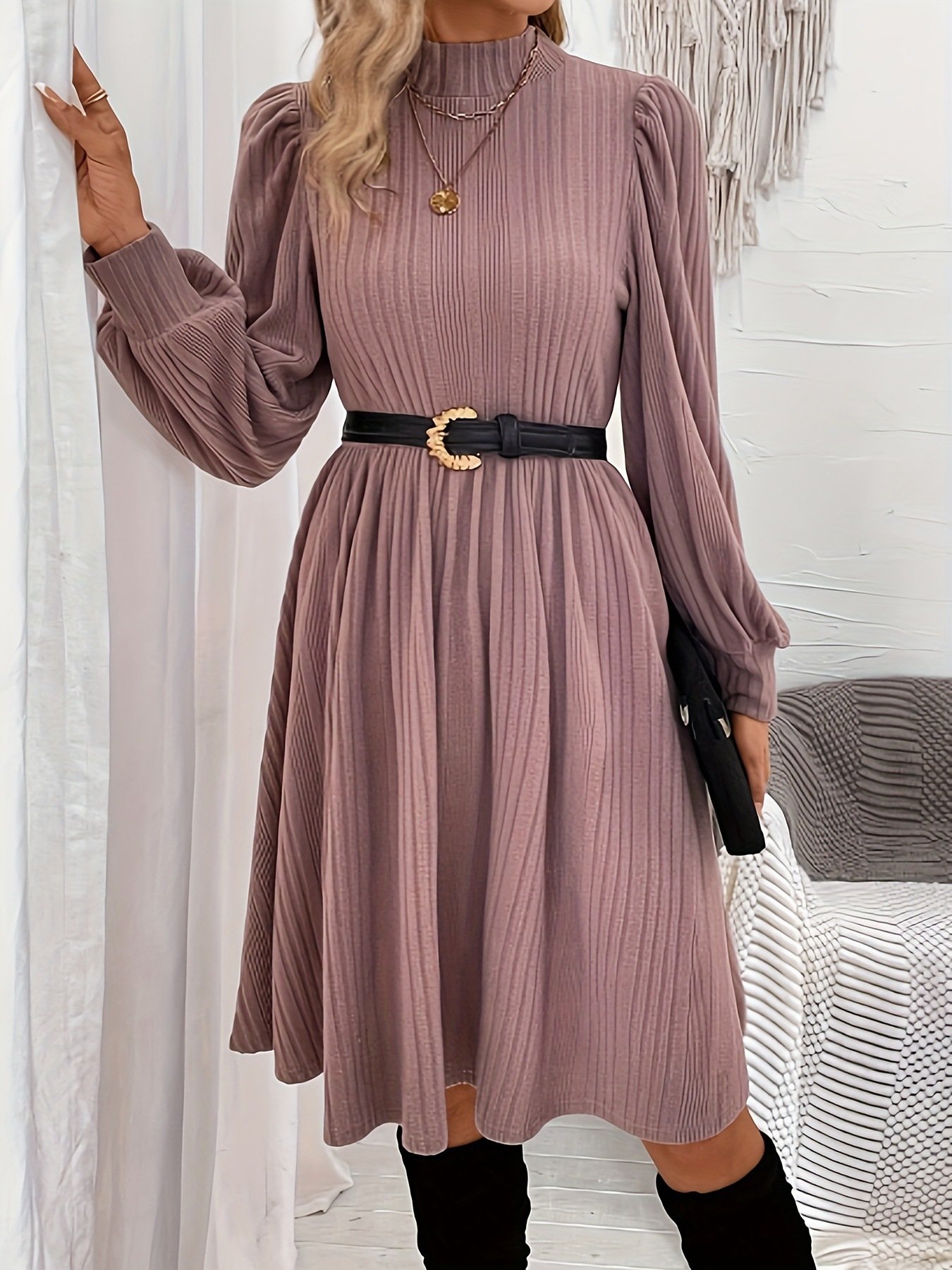 Plain Casual Dress With No
