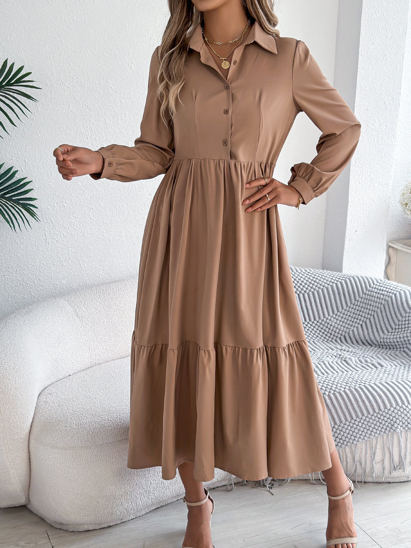 Cotton Casual Plain Regular Fit Dress With No
