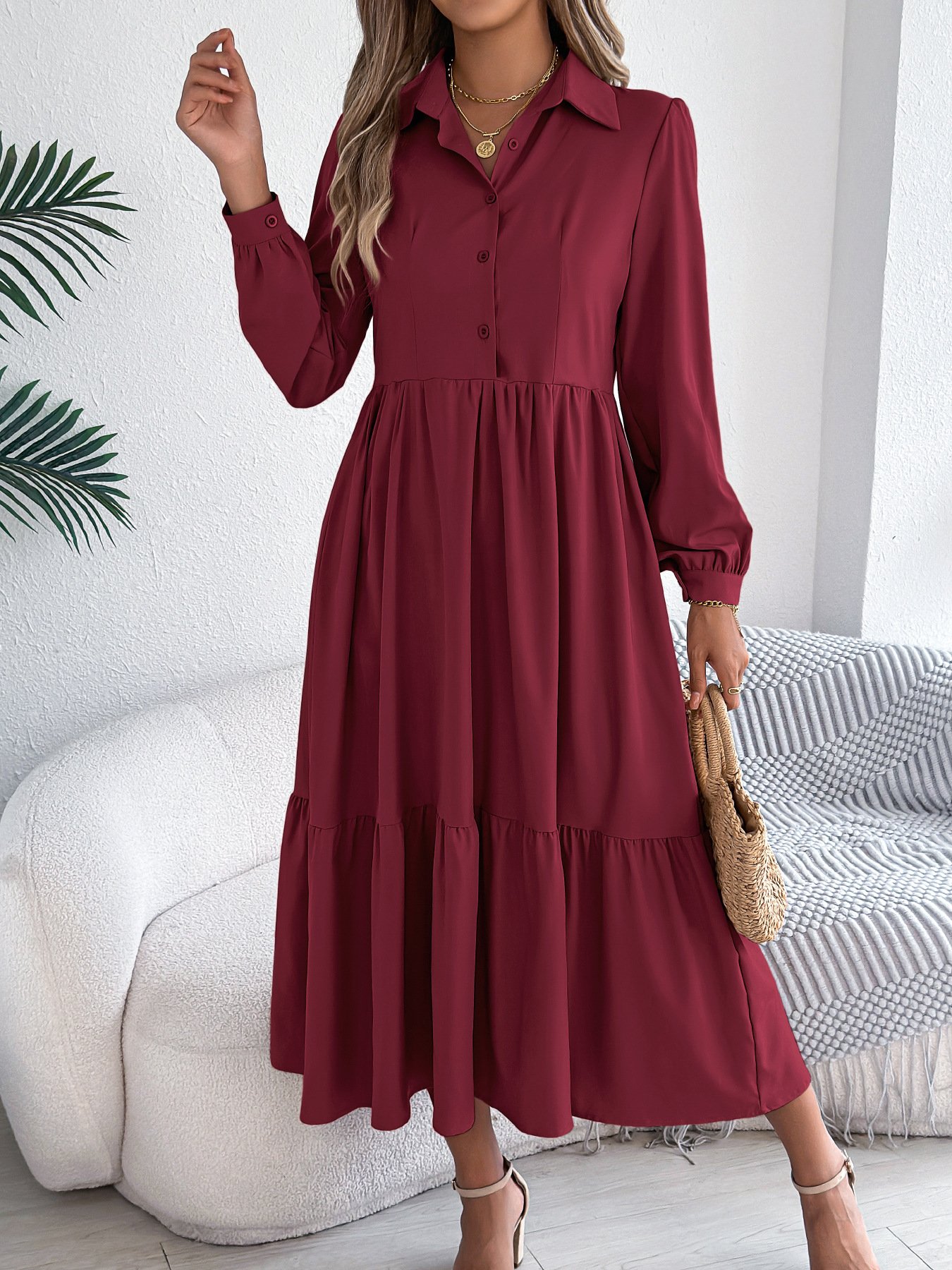 Cotton Casual Plain Regular Fit Dress With No