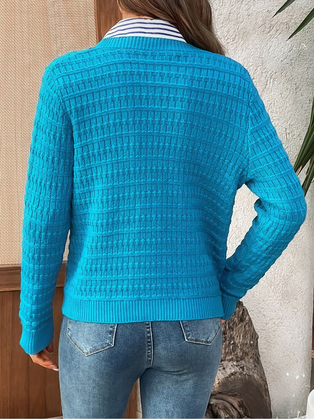 Simple Crew Neck Plain Cardigan