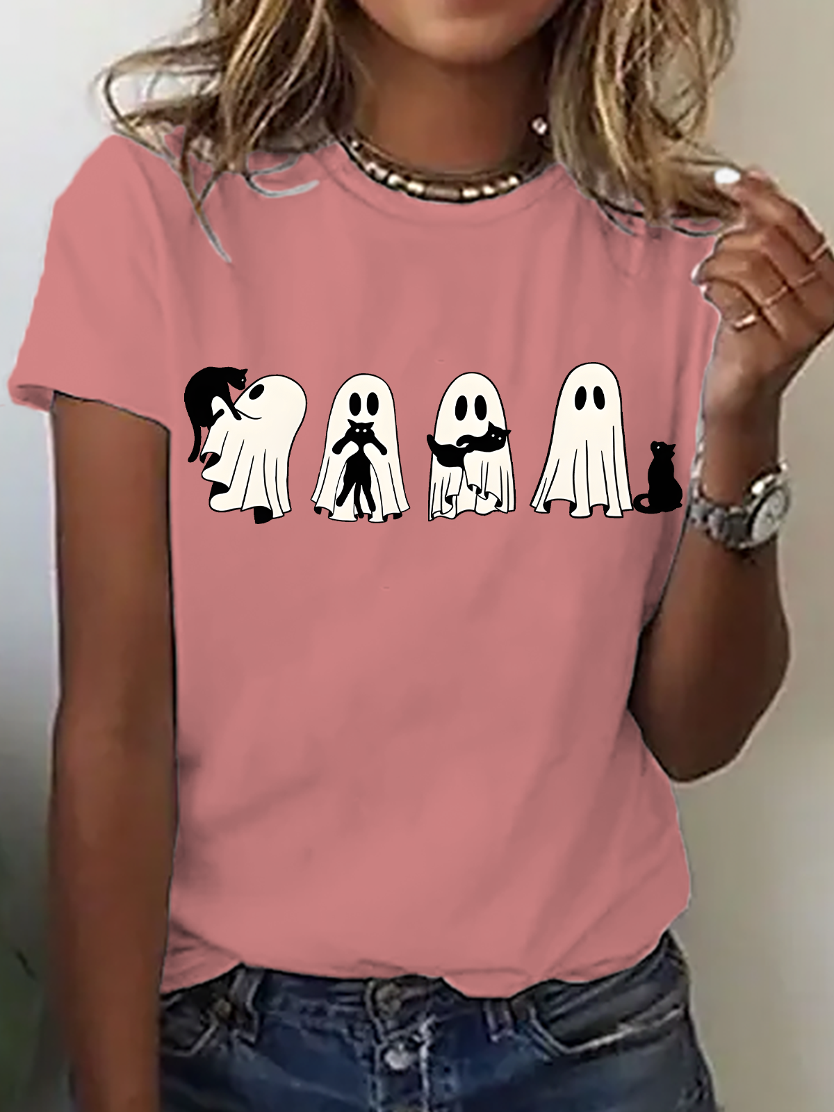 Women's Halloween Black Cat Tee