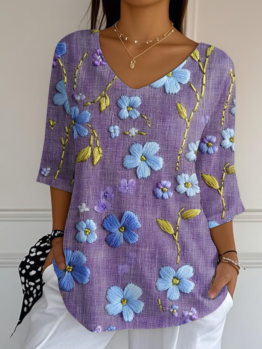 Women's Alzheimer's Floral Print Casual T-Shirt