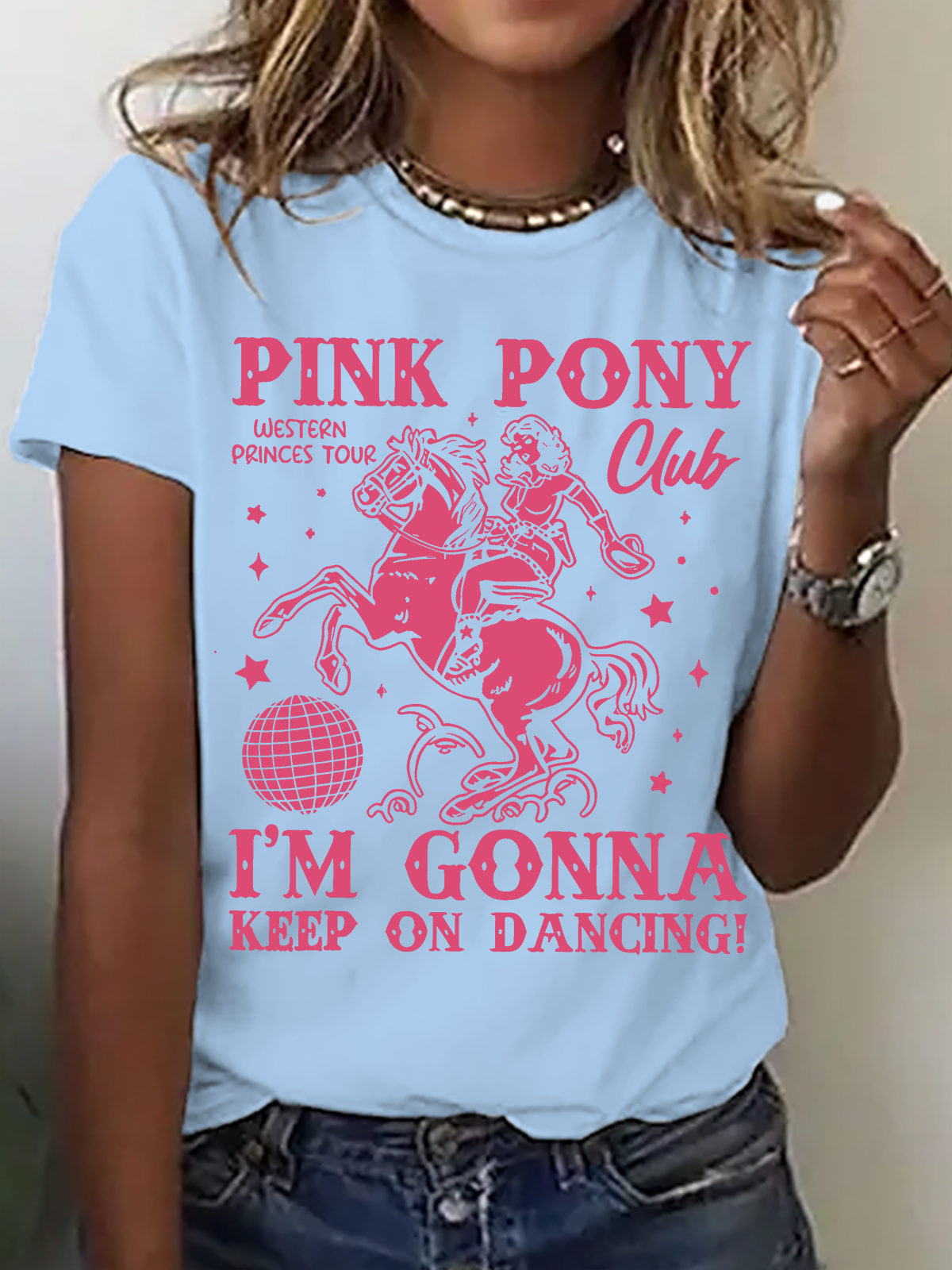 Women's Pony And Heels Lover Pink Girls Clubs Disco T-Shirt