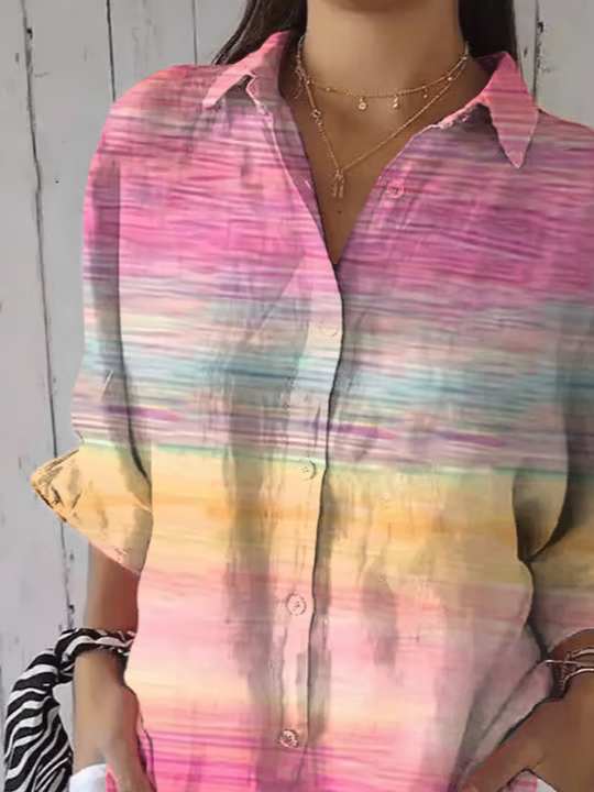 Women's Breast Awareness Abstract Print Casual Shirt