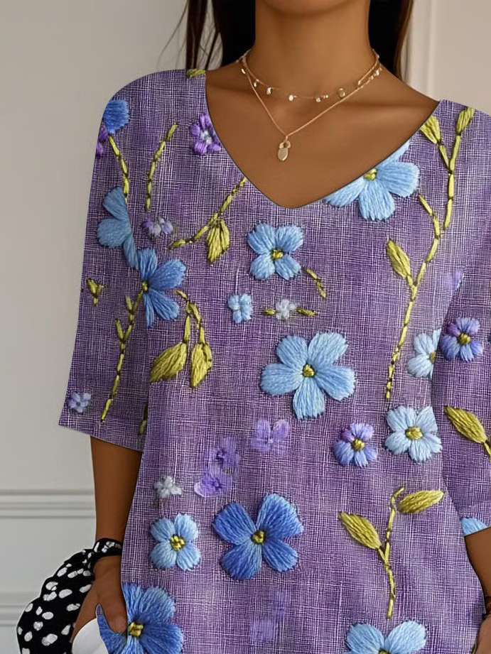 Women's Alzheimer's Floral Print Casual T-Shirt