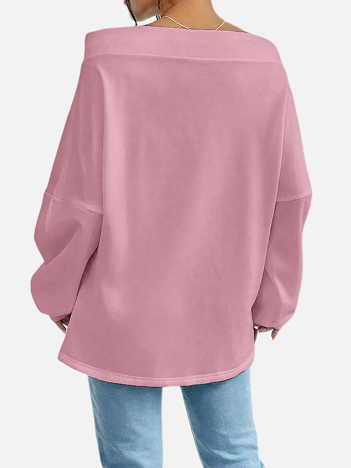 Women's Solid Color Sweatshirt Fashionable Everyday Street Off-Shoulder Drawstring Top